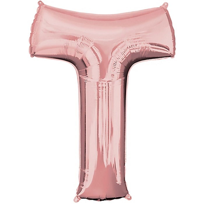 T Harfi Rose Gold Folyo Balon 1 Metre