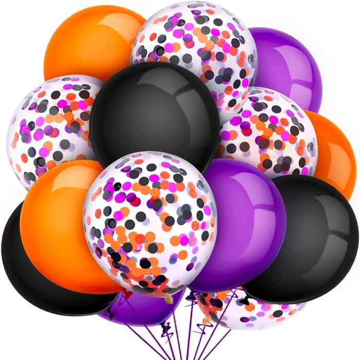 Turuncu Siyah Mor Konfetili Balon Seti 15 Adet