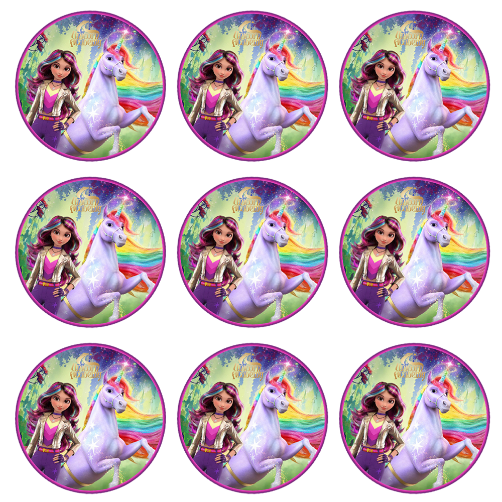 Unicorn Akademisi Temalı Etiket 10 Adet - 5 cm