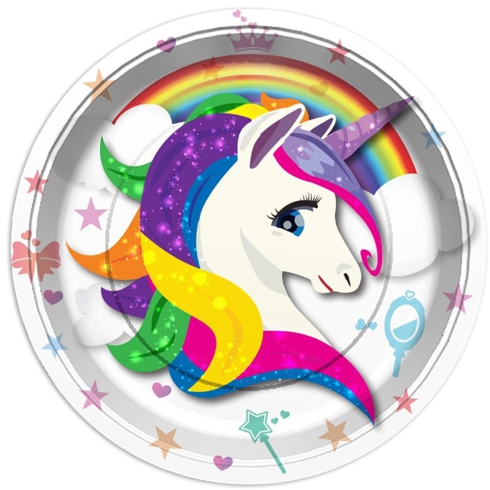 Unicorn Karton Tabak 8 Adet - 23 cm