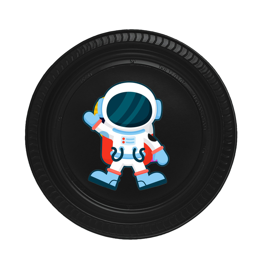 Uzay Astronot Temalı Siyah Tabak 5 Adet
