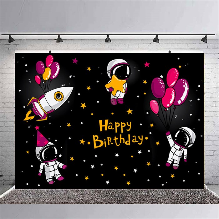Uzay Doğum Günü Branda Afişi - 70 cm - 100 cm