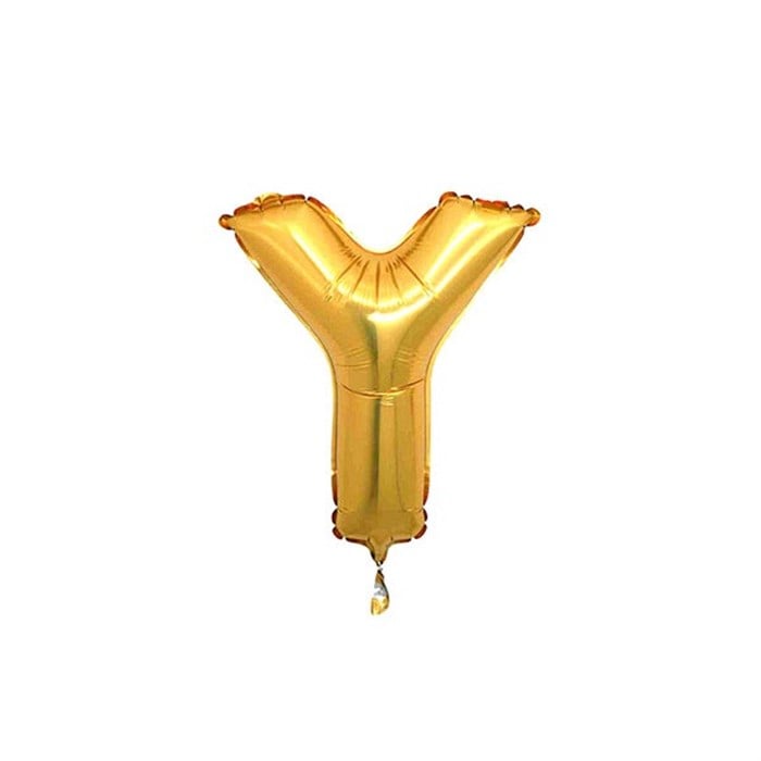 Y Harfi Altın Folyo Balon 40 Cm