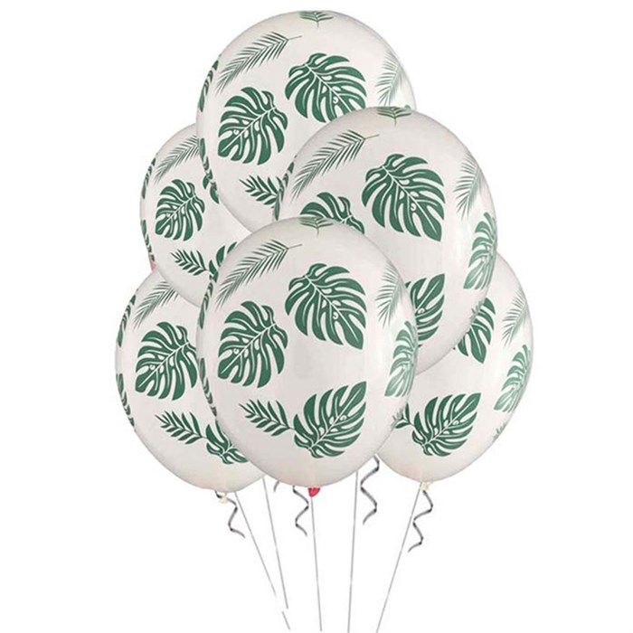 Yaprak Baskılı Beyaz Lateks Balon 10 Adet