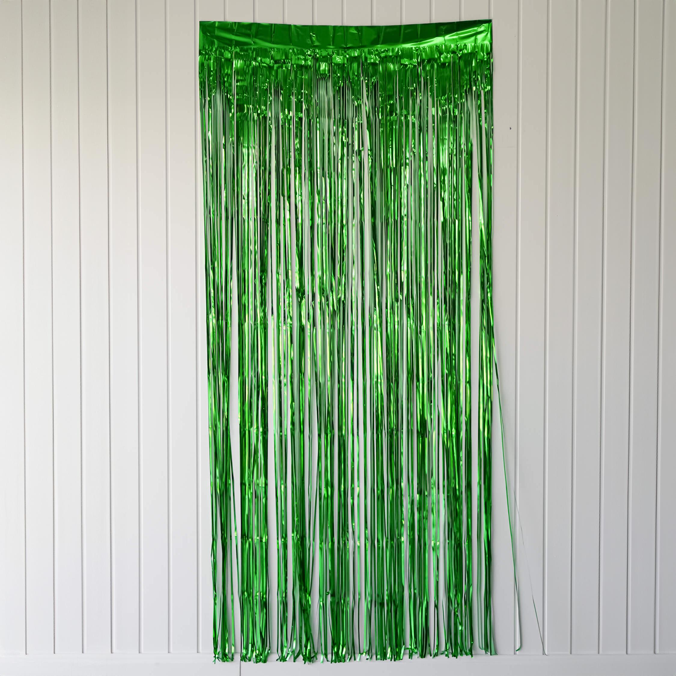 Yeşil Işıltılı Püsküllü Arka Fon Perdesi - 100 x 230 cm