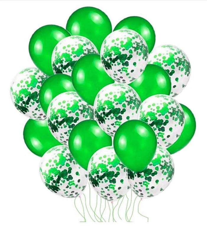 Yeşil Konfetili Balon Seti - 20 Adet