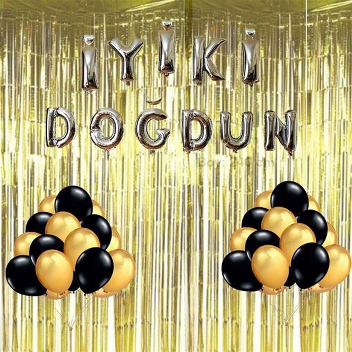 Yetişkin Doğum Günü Seti - Balon ve Perdeli 