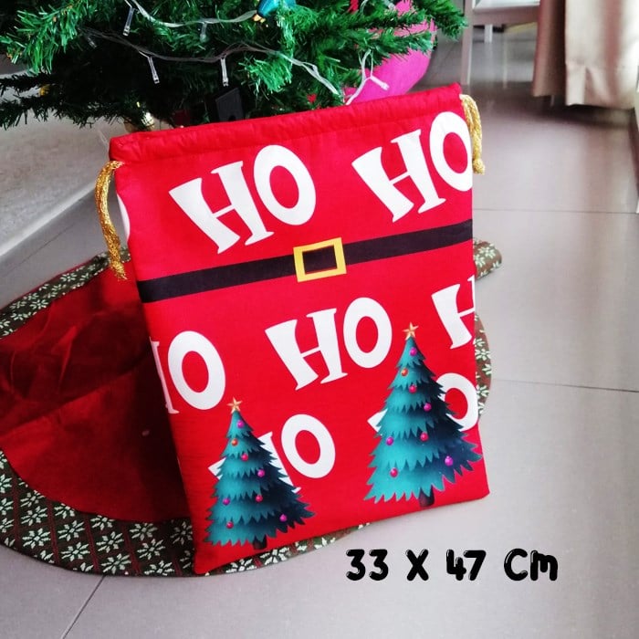 Yılbaşı Kumaş Hediye Çantası Büyük Boy