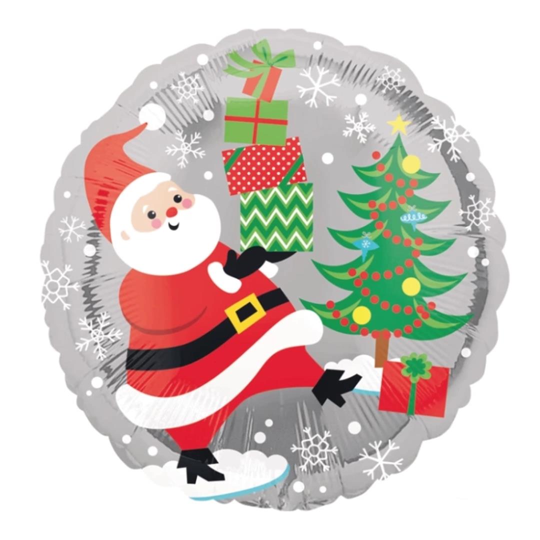 Yılbaşı Noel Baba Temalı Yuvarlak Folyo Balon