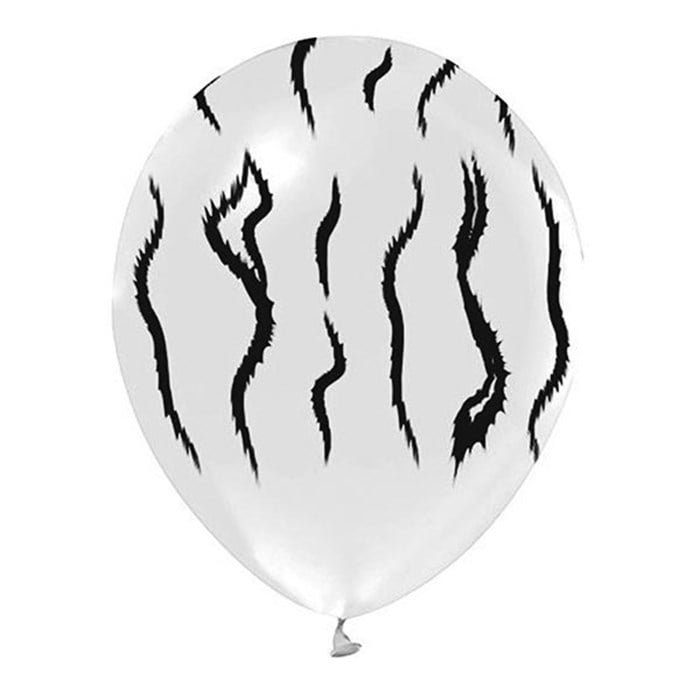 Zebra Baskılı Beyaz Balon 10 Adet