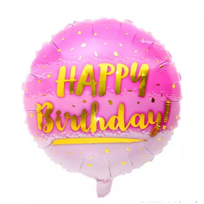 Gold Parıltılı Pembe Happy Birthday Folyo Balon