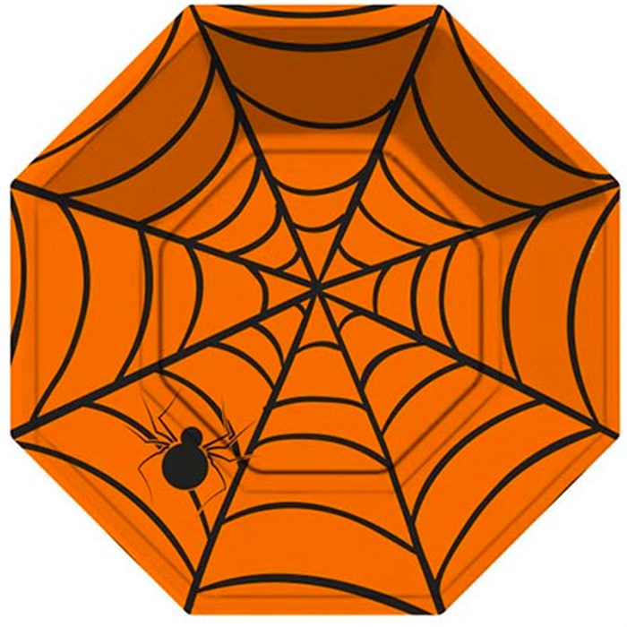 Halloween Örümcek Sekizgen Turuncu Tabak