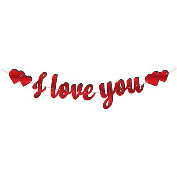 I Love You Kırmızı Kaligrafi Banner