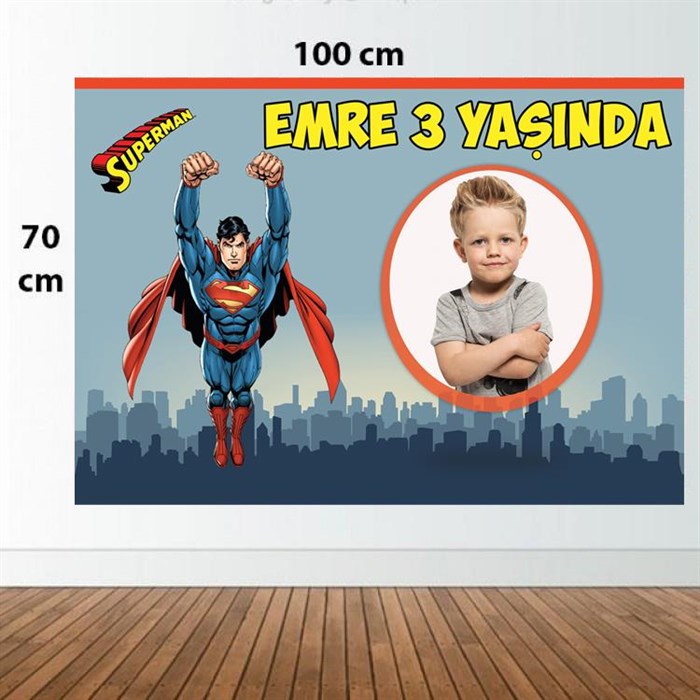 Kişiye Özel Superman Doğum Günü Afişi - 70 cm - 100 cm En Uygun Fiyata