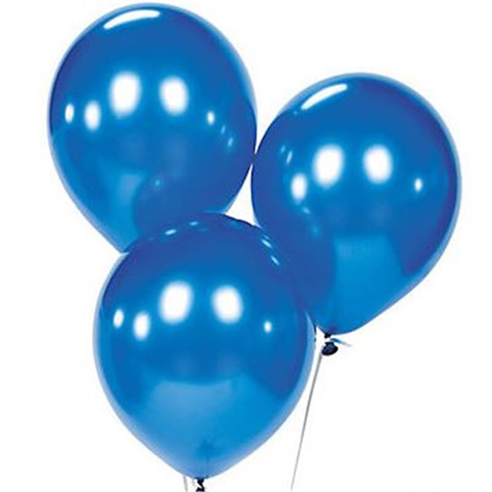 Mavi Metalik Baskısız Lateks Balon - 10 Adet
