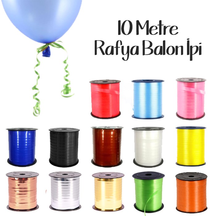 Rafya Balon İpi - Renk Seçenekli - 10 Metre