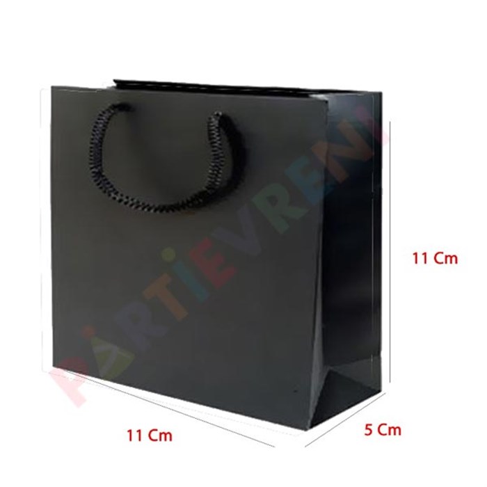 Siyah Hediyelik Karton Çanta - 11 cm x 11 cm En Uygun Fiyata