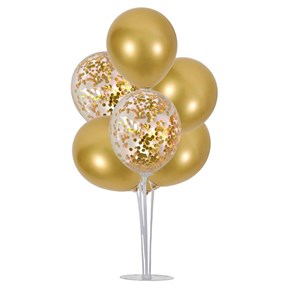 Ayaklı Balon Standı - Gold konfetili Gold Balonlu