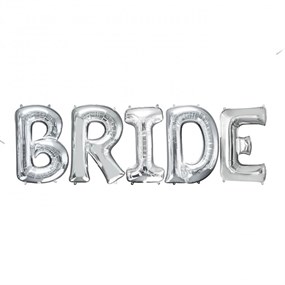 Bride Yazılı Gümüş Folyo Balon Seti