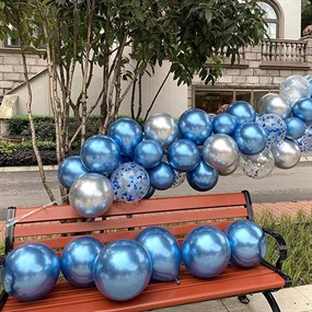 Mavi Krom Kaplı Metalik Balon - 5 Adet