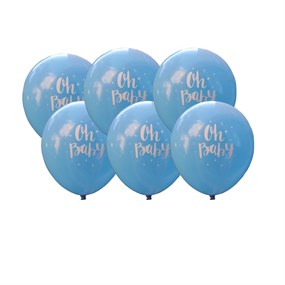 Oh Baby Baskılı Mavi Balon - 10 Adet