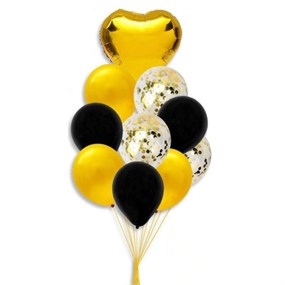 Siyah Gold Kalpli Balon Seti - 10 Parça