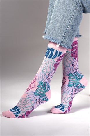 Floral Desenli Çorap 
