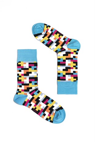 Blok Desenli Çorap