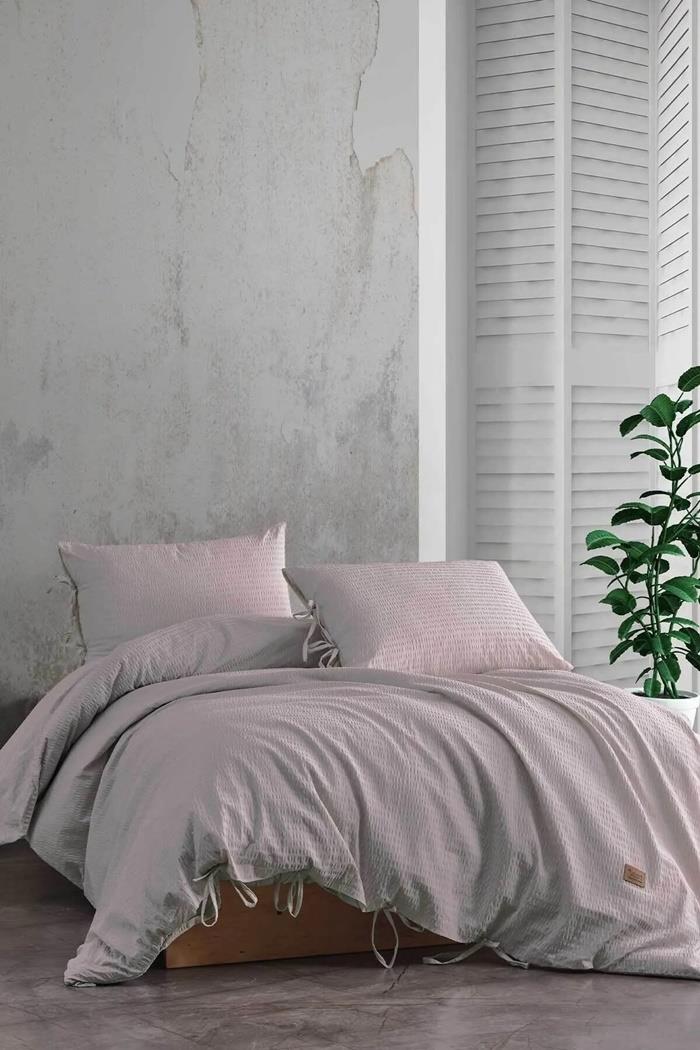 Elart Fitted Nevresim takımı çift kişilik ranfors Cool Ekru