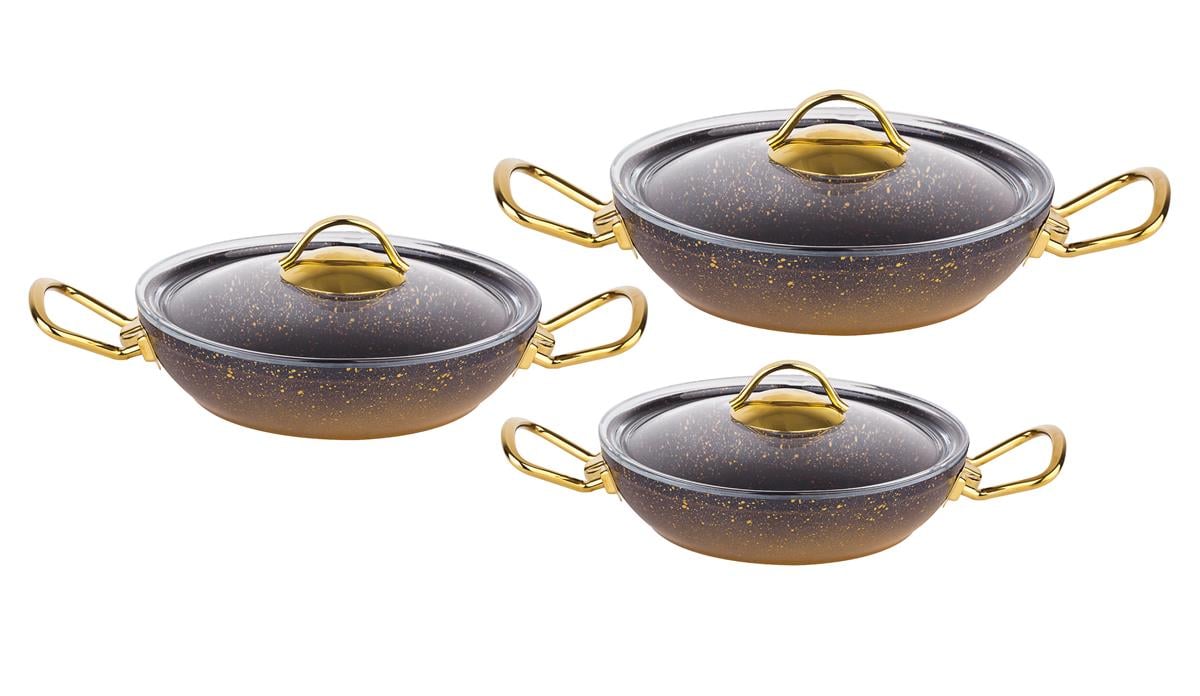 Oms 6 Pcs Granit Sahan Set Ø 18 20 22 3032 GoldMUTFAK