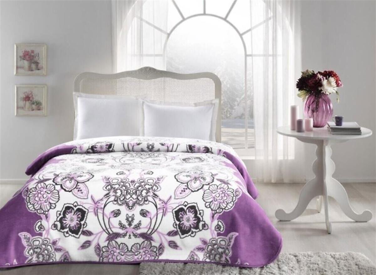 Taç Blanket Jasmine Battaniye Çift Kişilik MürdümÇift Kişilik Battaniye