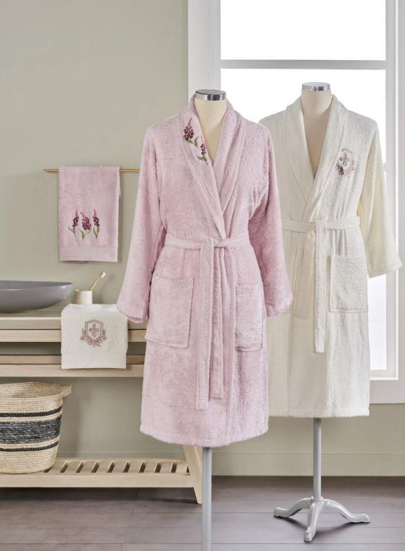 Taç May Bambu Ai̇le Seti 4'lü Set PembeBornoz ve Setleri