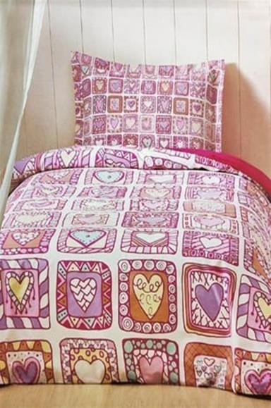 Özdilek Joy Hearts Ranforce Nevresim Takımı Tek Kişilik PembeTek Kişilik Nevresim Takımları