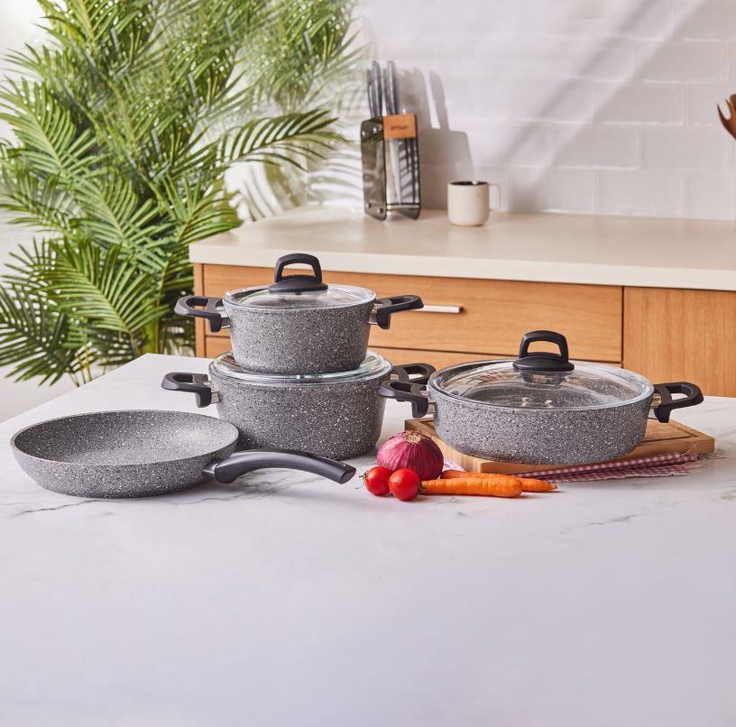 Emsan Premium-S Pro Grey 7 Parça Granit Tencere Seti
