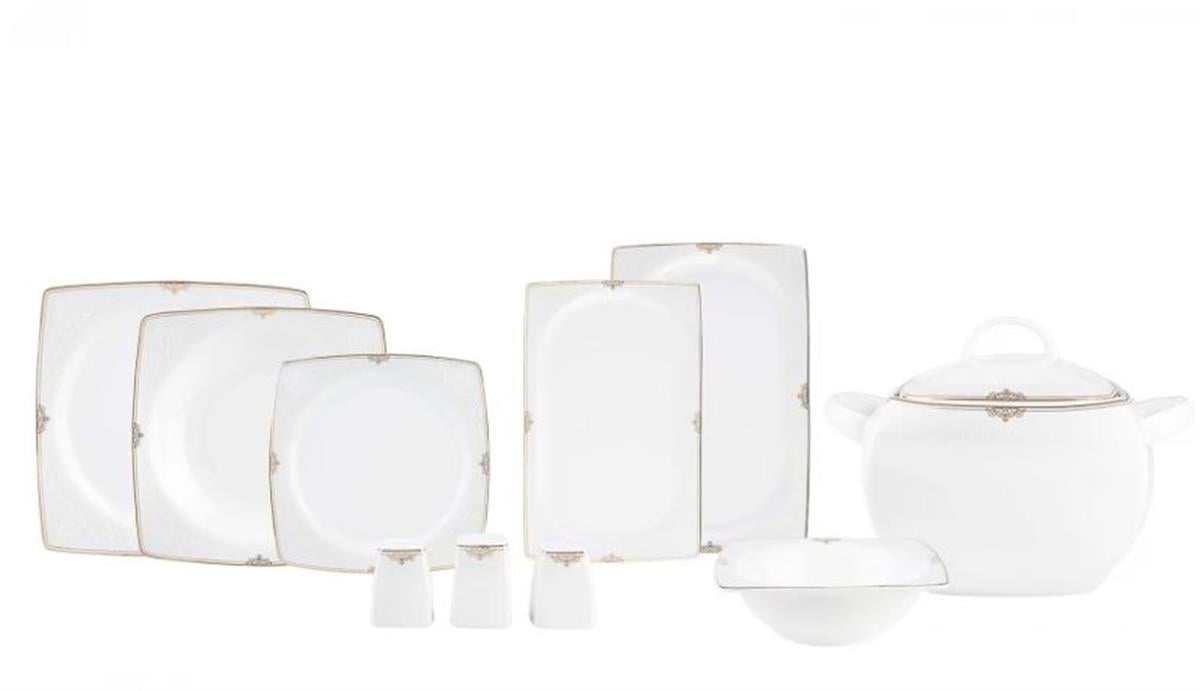 Emsan Fine Bone Estiva Yemek Takımı Kare 61 Parça Gold
