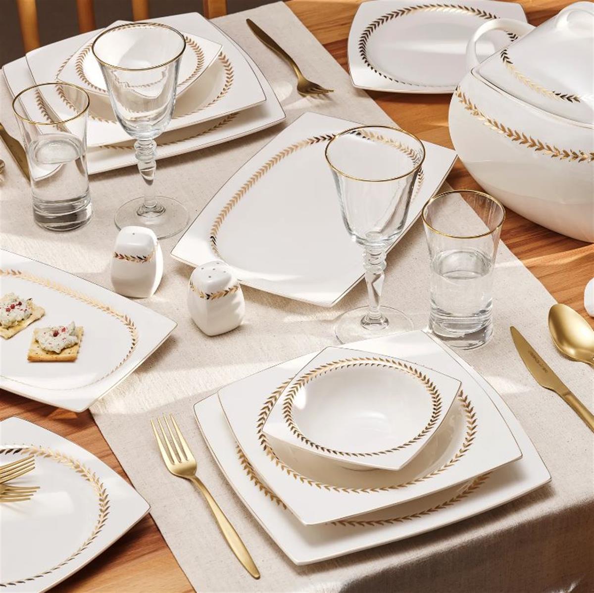 Emsan Fine Bone Basak Gold Ymt 60 Prc KareYemek Takımları