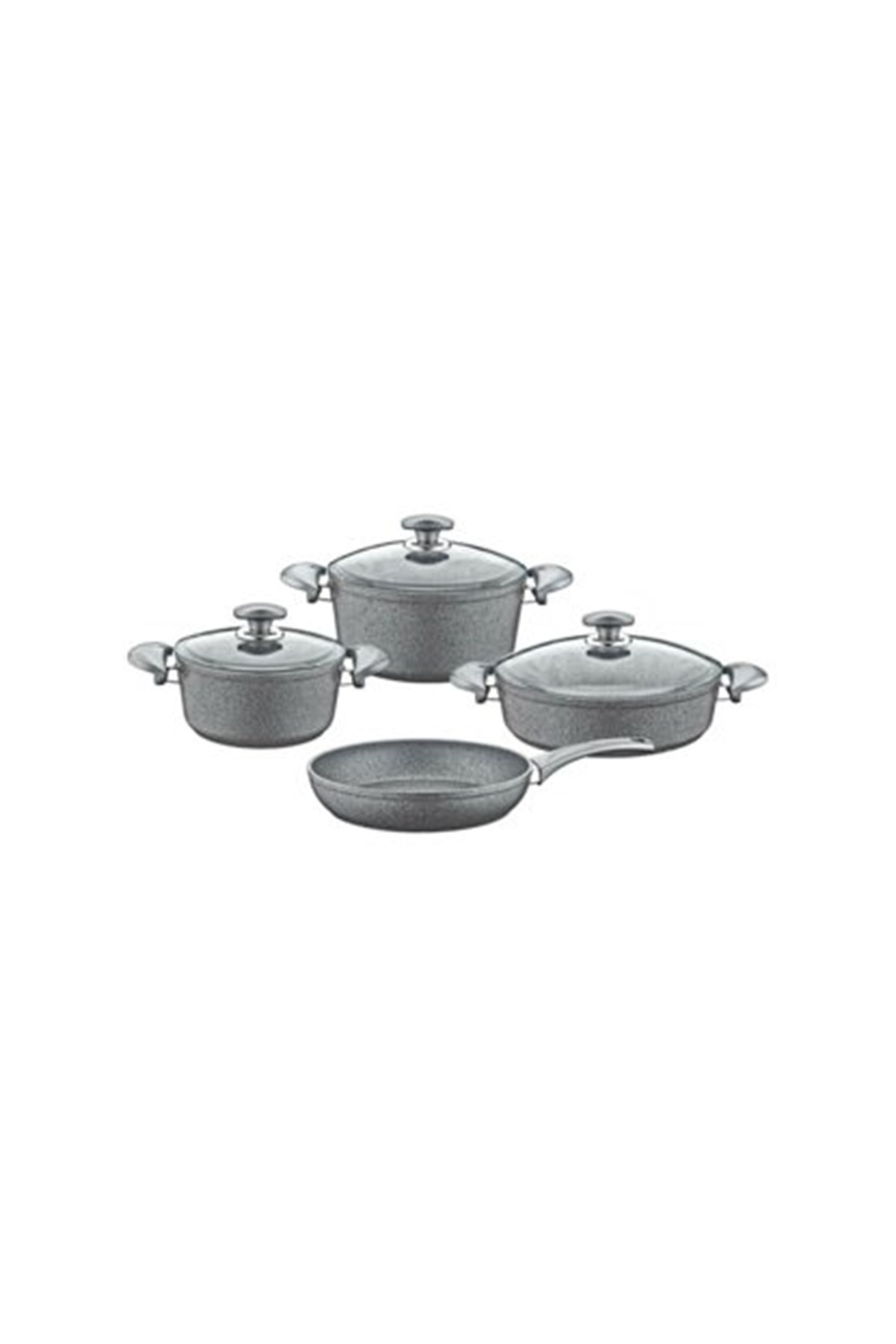 Oms 7 Pcs Granit Tencere Set (cam Kapak)EV TEKSTİLİ