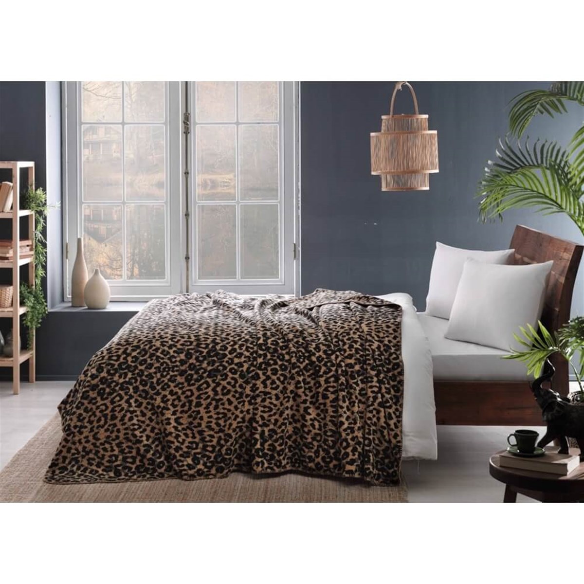 TAÇ BATTANİYE 200*220 PAMUKLU LEOPAR SİYAHEv Tekstili