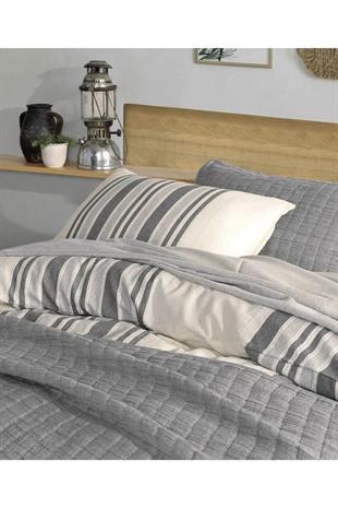 Elart Marilla Nevresimli Set Çift Kişilik 7 Parça Gri