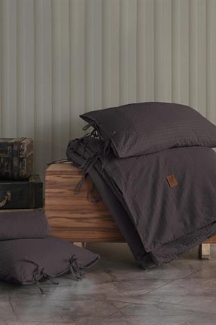 Elart Fitted Nevresim takımı ranfors Cool Antrasit