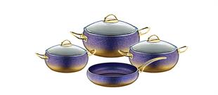 Oms 3023 Grani̇t 7 Parça Tencere Seti Cam Kapak