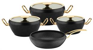 Oms 3532 Grani̇t Sirena 7 Parça Tencere Seti Gold Kapak