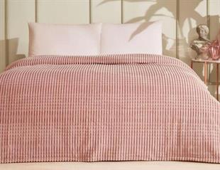 Modaletto Line Piramit Battaniye Çift Kişilik Pudra