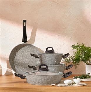 Emsan Nero Grey 7 Parça Granit Tencere Seti