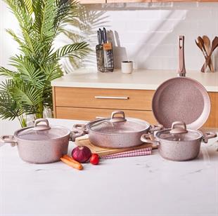 Emsan Premium-S Pro Gold Pink 7 Parça Granit Tencere Seti