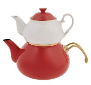 Emsan Alice Midi Gold Emaye Çaydanlık Takımı Kırmızı