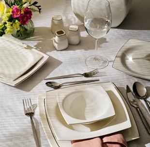 Emsan Fine Bone Zencerek Yemek Takımı 60 Parça Kare