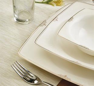 Emsan Fine Bone Estiva Yemek Takımı Kare 61 Parça Gold