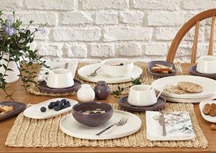 Emsan Parla Kahvaltı Takımı 32 Parça Gri Beyaz