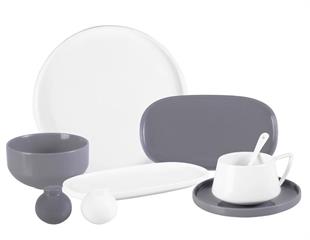 Emsan Parla Kahvaltı Takımı 32 Parça Gri Beyaz